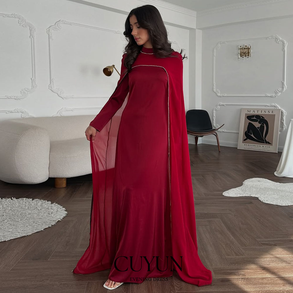 Women Formal Wear Dubai - CUYUN Rot Saudi Frauen Abendkleider mit