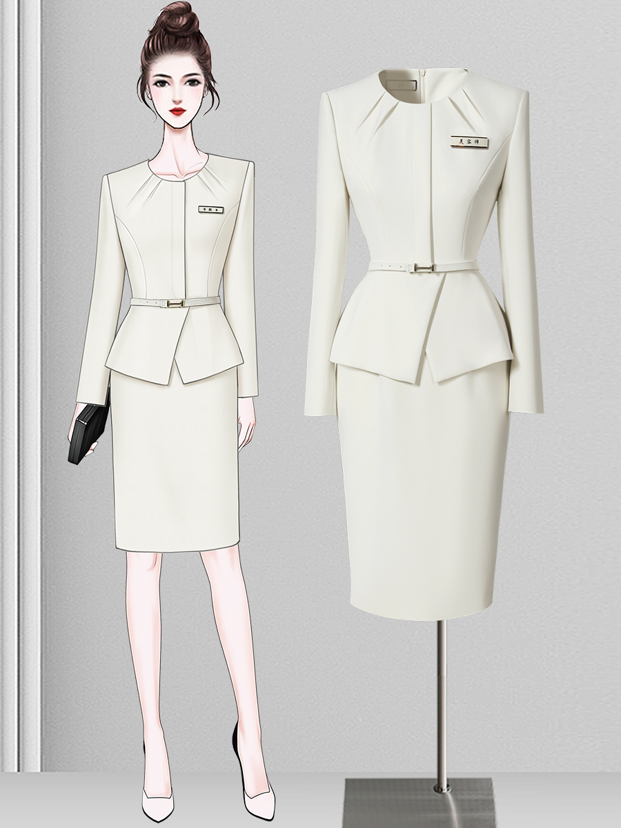 Wrap Dress Work - Professionelles Karriere-Damenkleid, hochtaillierter Wickelrock, Arbeitskleidung für
