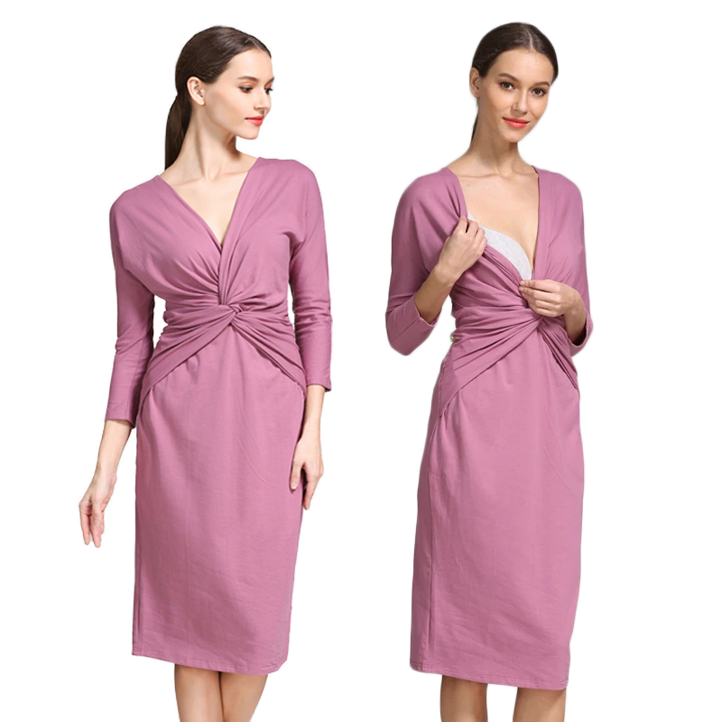 Wrap Dress Work - Umstandskleid mit Twist-Front und Wickeloptik, V-Ausschnitt,