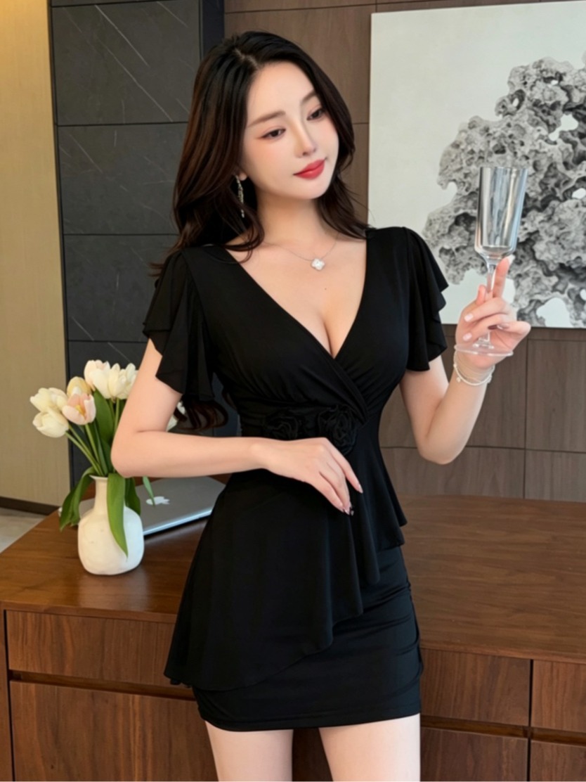 Sexy V-Ausschnitt, tief ausges – Wrap Dress Work Bewertung und Preis