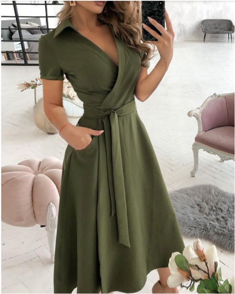 Damen-Wickelkleid mit kurzen Ä – Wrap Dress Work Bewertung und Preis
