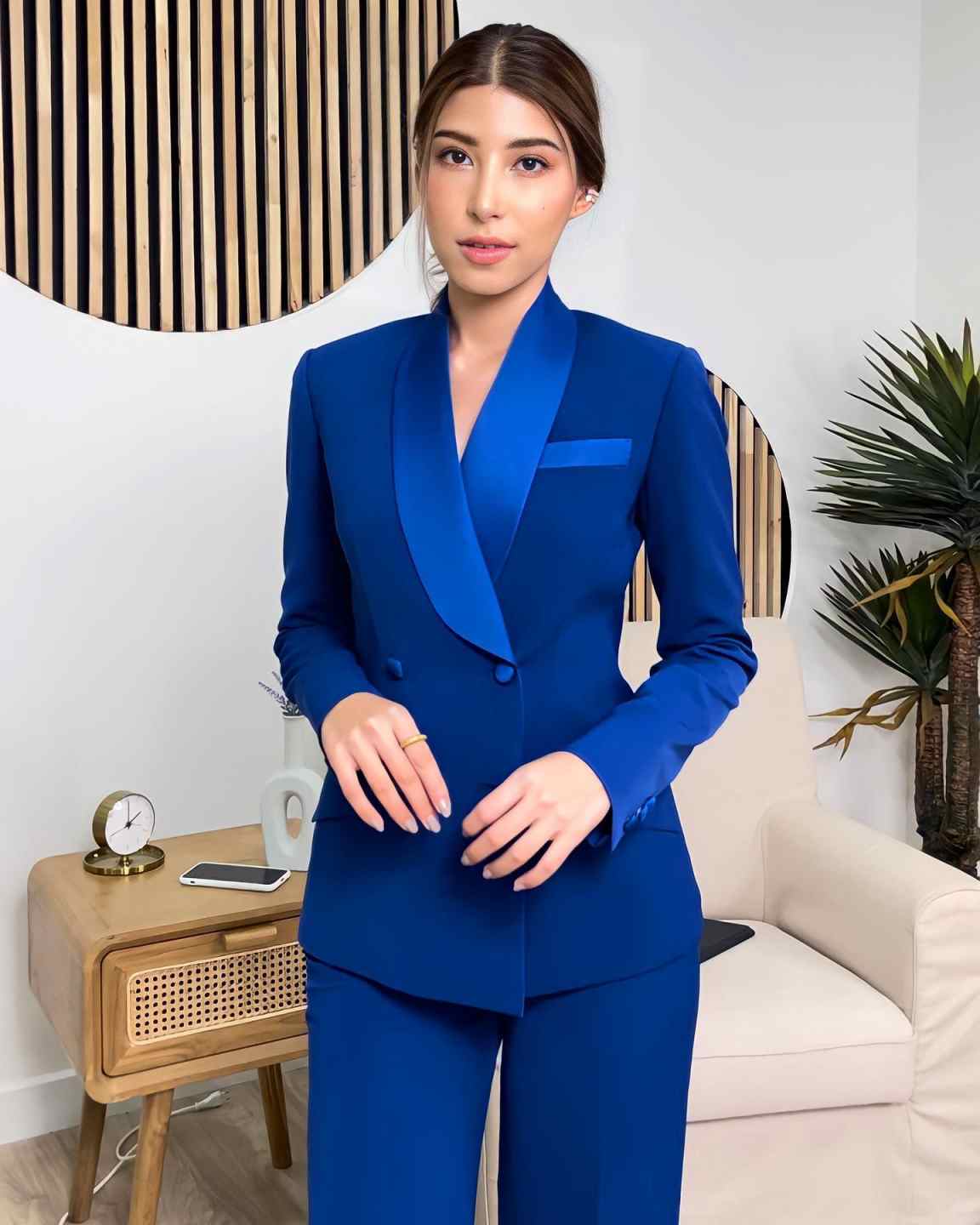 Königsblaue Damen-Jacken-Sets, – Women Formal Wear With Tie Bewertung und Preis
