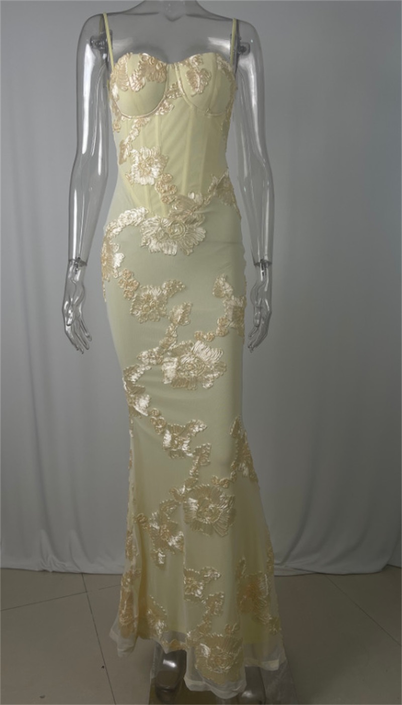 Gelbe Stickerei Frauen Abendkl – Yellow Formal Wear Women Bewertung und Preis