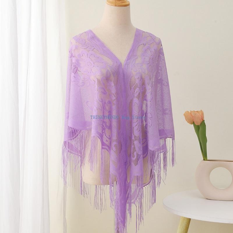 340D-Schal mit Spitzenfransen  – Women Formal Event Wear Bewertung und Preis